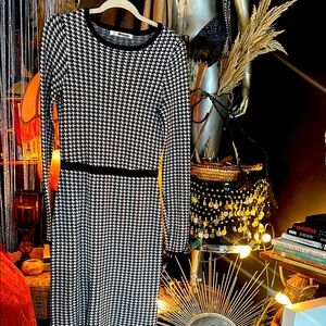 Heidi Weisal Elegant Black and White Houndstooth Dress